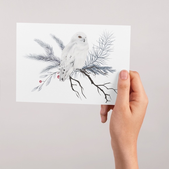 Wall Art Watercolor Winter Cute Owl Print Illustration Unframed, Various Sizes - Picture 5 of 7
